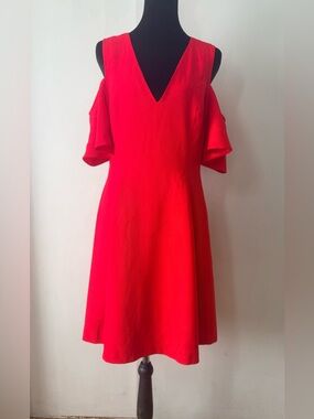 Club Monaco Red Cold-Shoulder V-Neck Dress - Women